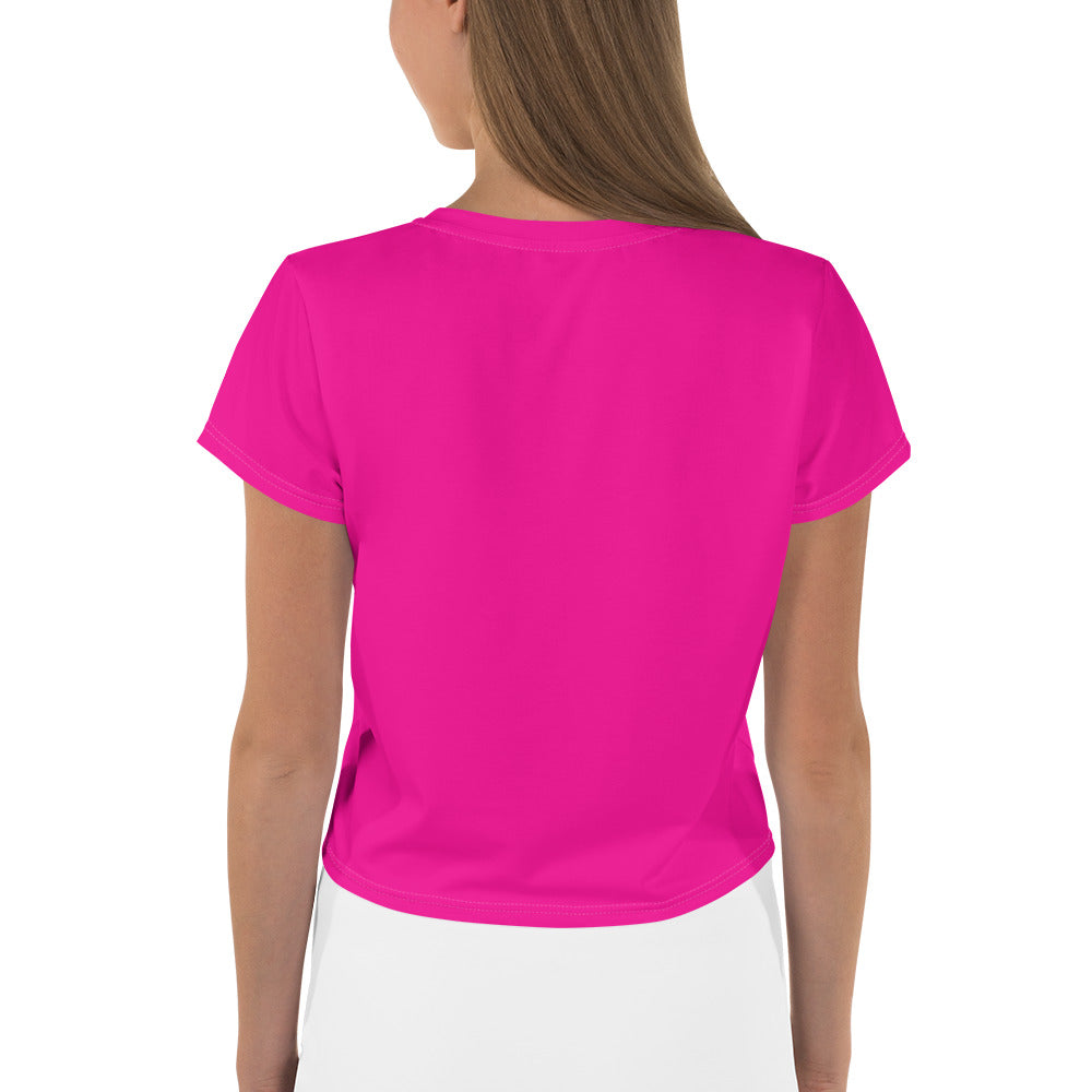 Godware Logo Stretchy Crop Top T-Shirt - Pink/White