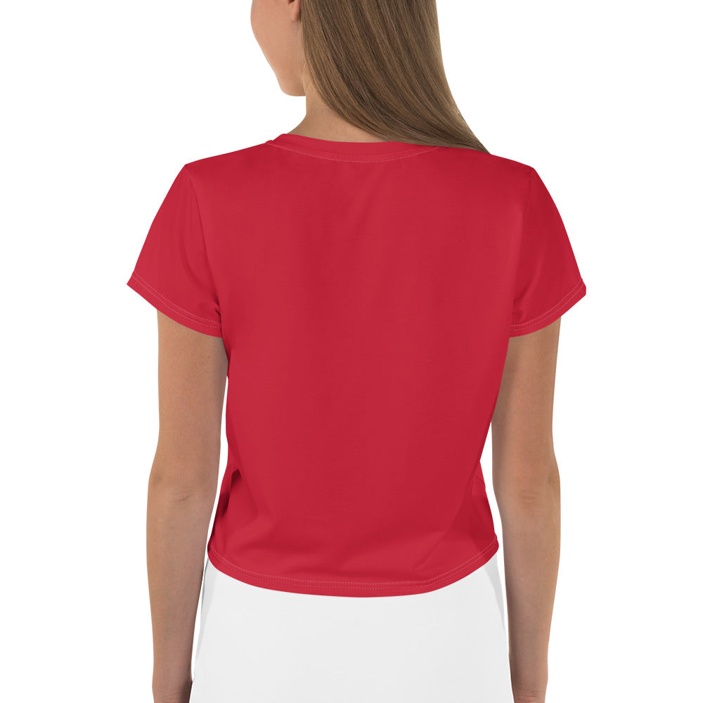 Godware Logo Stretchy Crop Top T-Shirt - Red/white