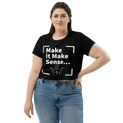 Make Sense Stretchy Crop Top T-Shirt - Black/White