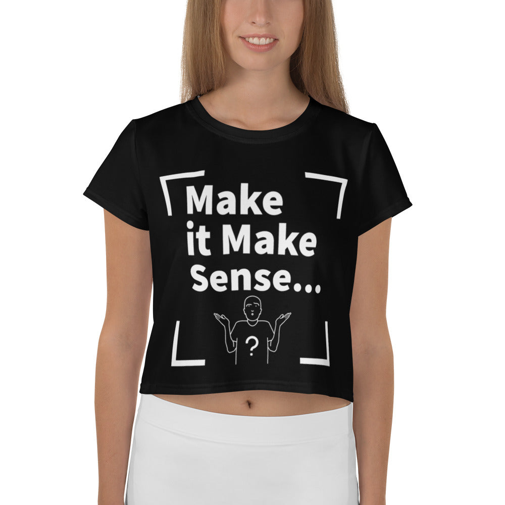 Make Sense Stretchy Crop Top T-Shirt - Black/White