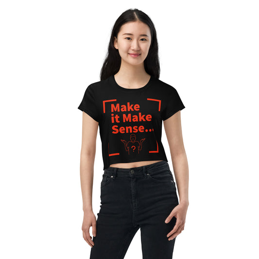 Godware Logo Stretchy Crop Top T-Shirt - Black/Red