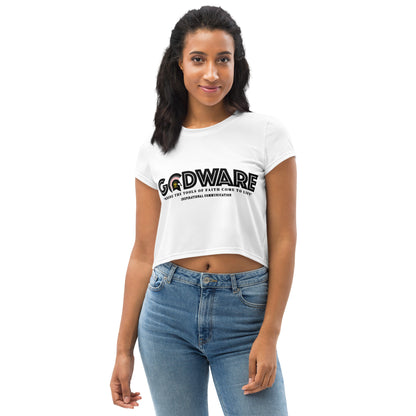 Godware Logo Stretchy Crop Tee - White/Black