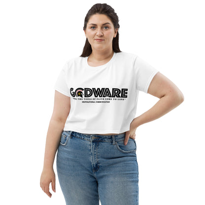 Godware Logo Stretchy Crop Tee - White/Black