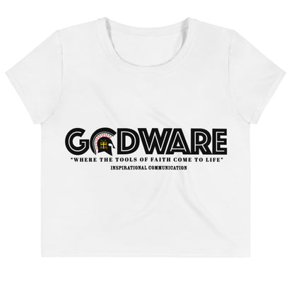 Godware Logo Stretchy Crop Tee - White/Black