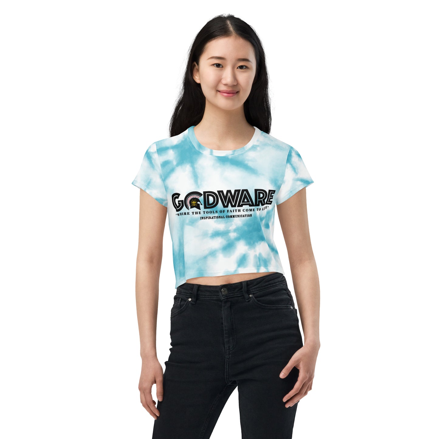 Godware Logo Stretchy Crop Tee - Turquoise Multi