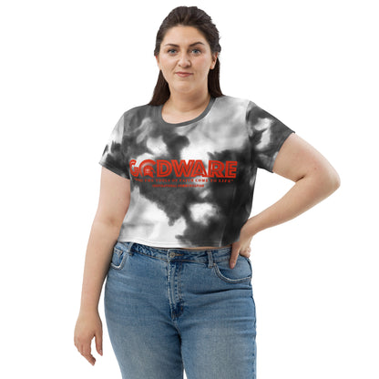 Godware Logo Stretchy Crop Top T-Shirt - Grey Multi