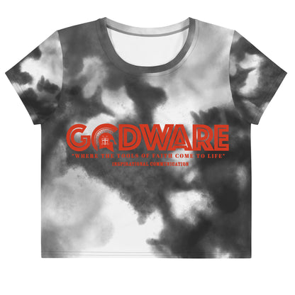 Godware Logo Stretchy Crop Top T-Shirt - Grey Multi