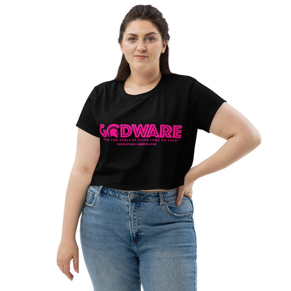 Godware Logo Stretchy Crop Tee - Black/Pink