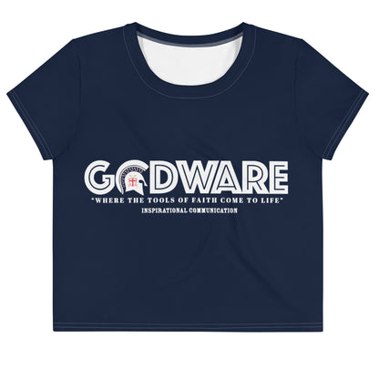 Godware Logo Stretchy Crop Top T-Shirt - Navy