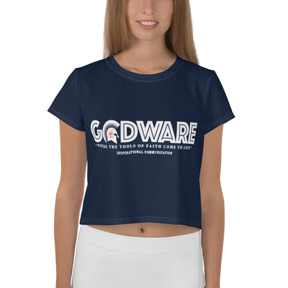 Godware Logo Stretchy Crop Top T-Shirt - Navy