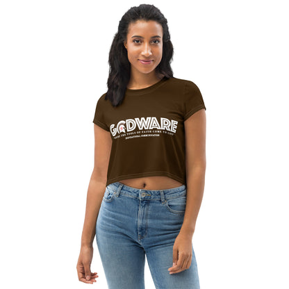 Godware Logo Stretchy Crop Tee - Coffee