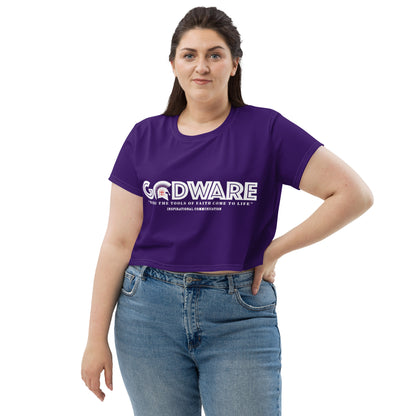 Godware Logo Stretchy Crop Top T-Shirt - Purple