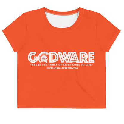 Godware Logo Stretchy Crop Top T-Shirt - Orange