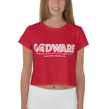 Godware Logo Stretchy Crop Top T-Shirt - Red/white