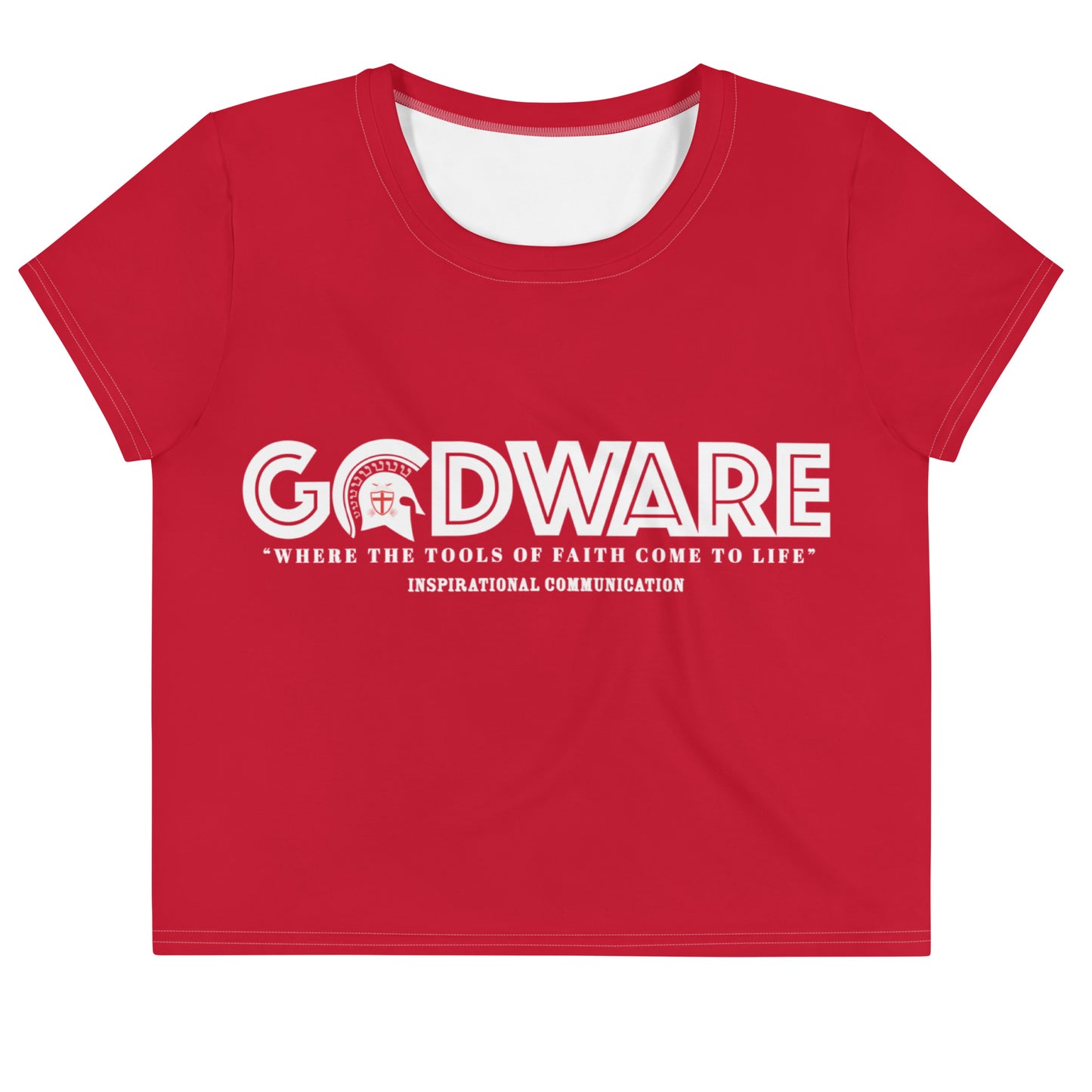 Godware Logo Stretchy Crop Top T-Shirt - Red/white