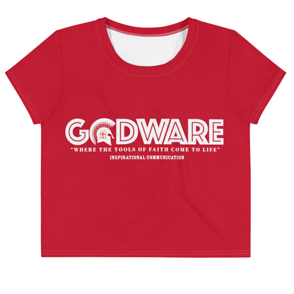 Godware Logo Stretchy Crop Top T-Shirt - Red/white