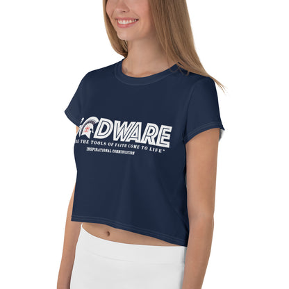 Godware Logo Stretchy Crop Top T-Shirt - Navy