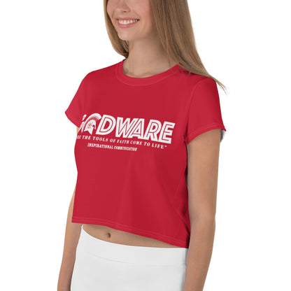 Godware Logo Stretchy Crop Top T-Shirt - Red/white