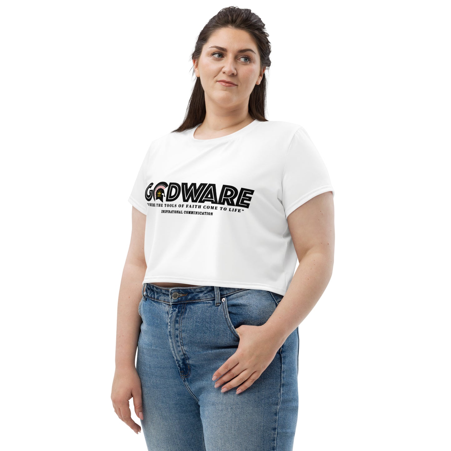 Godware Logo Stretchy Crop Tee - White/Black