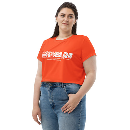 Godware Logo Stretchy Crop Top T-Shirt - Orange