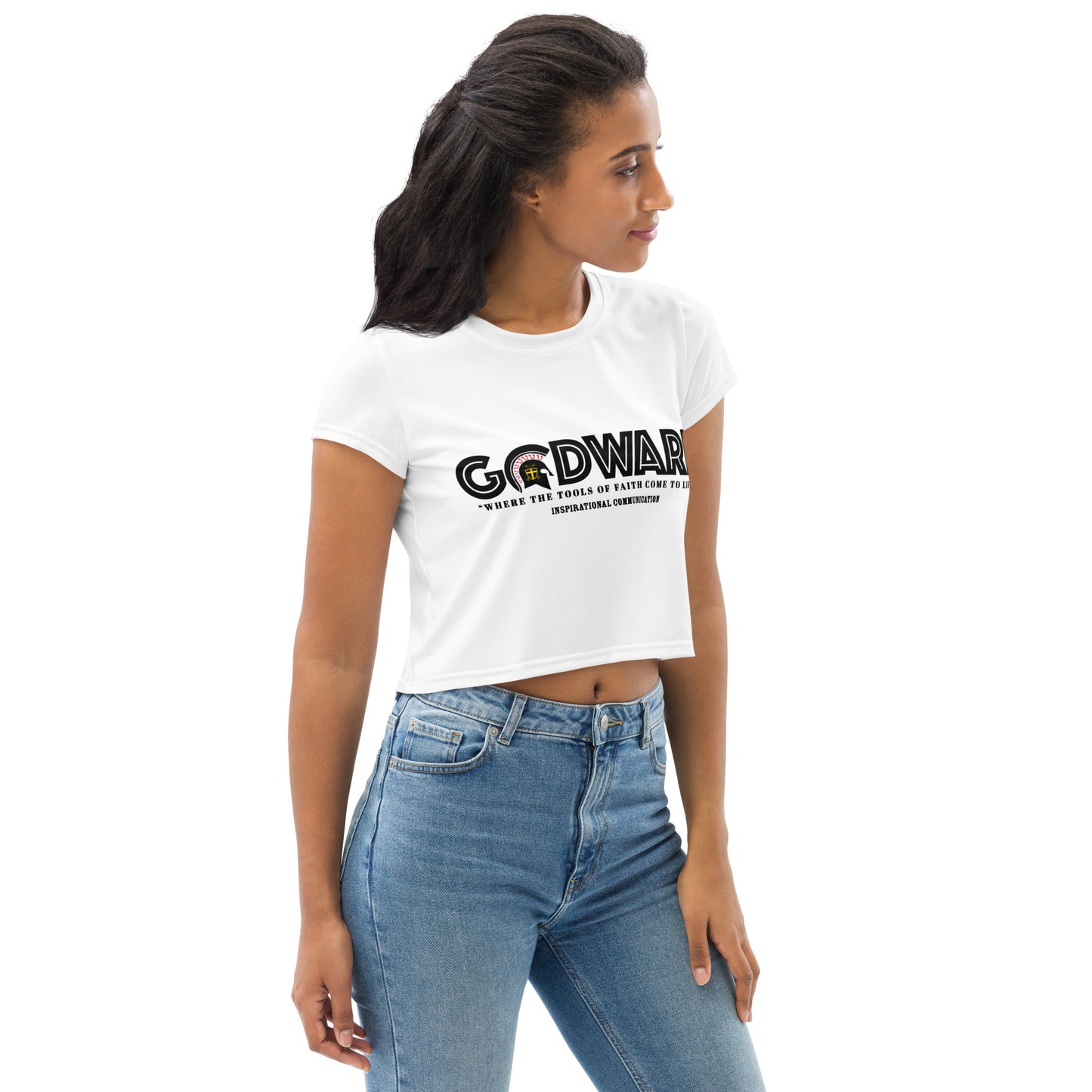 Godware Logo Stretchy Crop Tee - White/Black