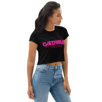 Godware Logo Stretchy Crop Tee - Black/Pink