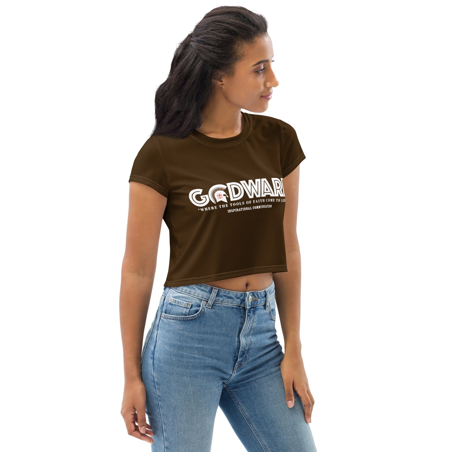 Godware Logo Stretchy Crop Tee - Coffee