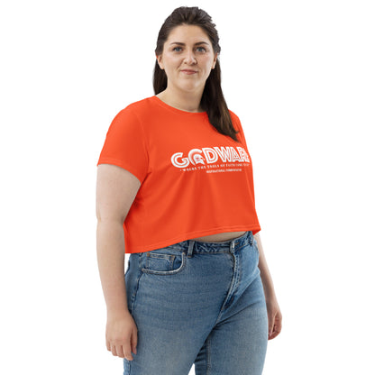 Godware Logo Stretchy Crop Top T-Shirt - Orange