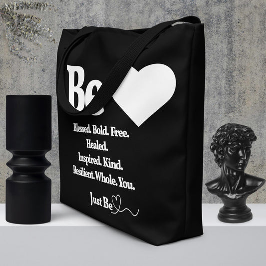 Be Inspired Large Tote Bag - Black & White