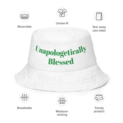 Unapologetically Blessed bucket hat - White/Green