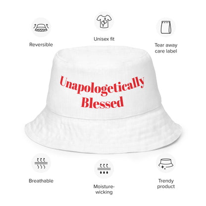 Unapologetically Blessed bucket hat - White/Red