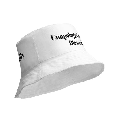 Unapologetically Blessed bucket hat - White w/Black print