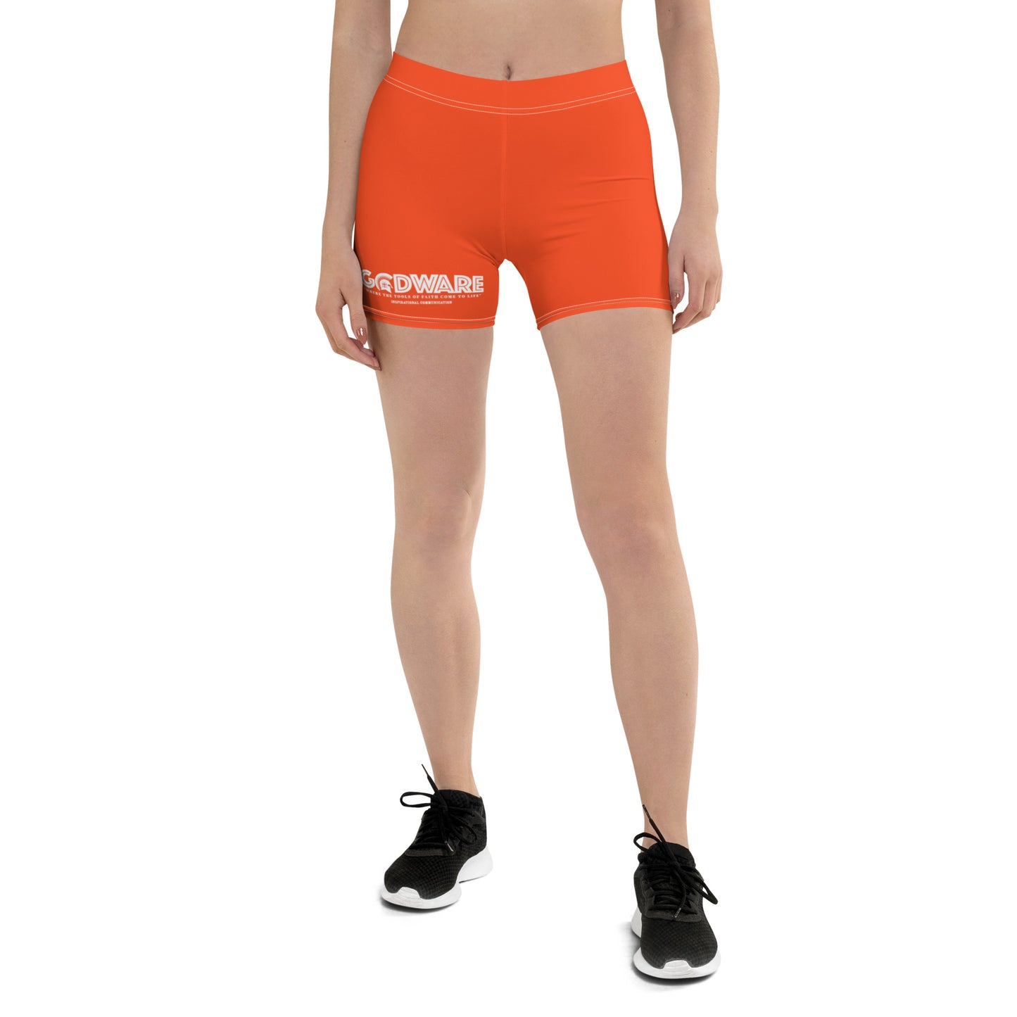 Godware Logo Stretchy Yoga Shorts - Orange