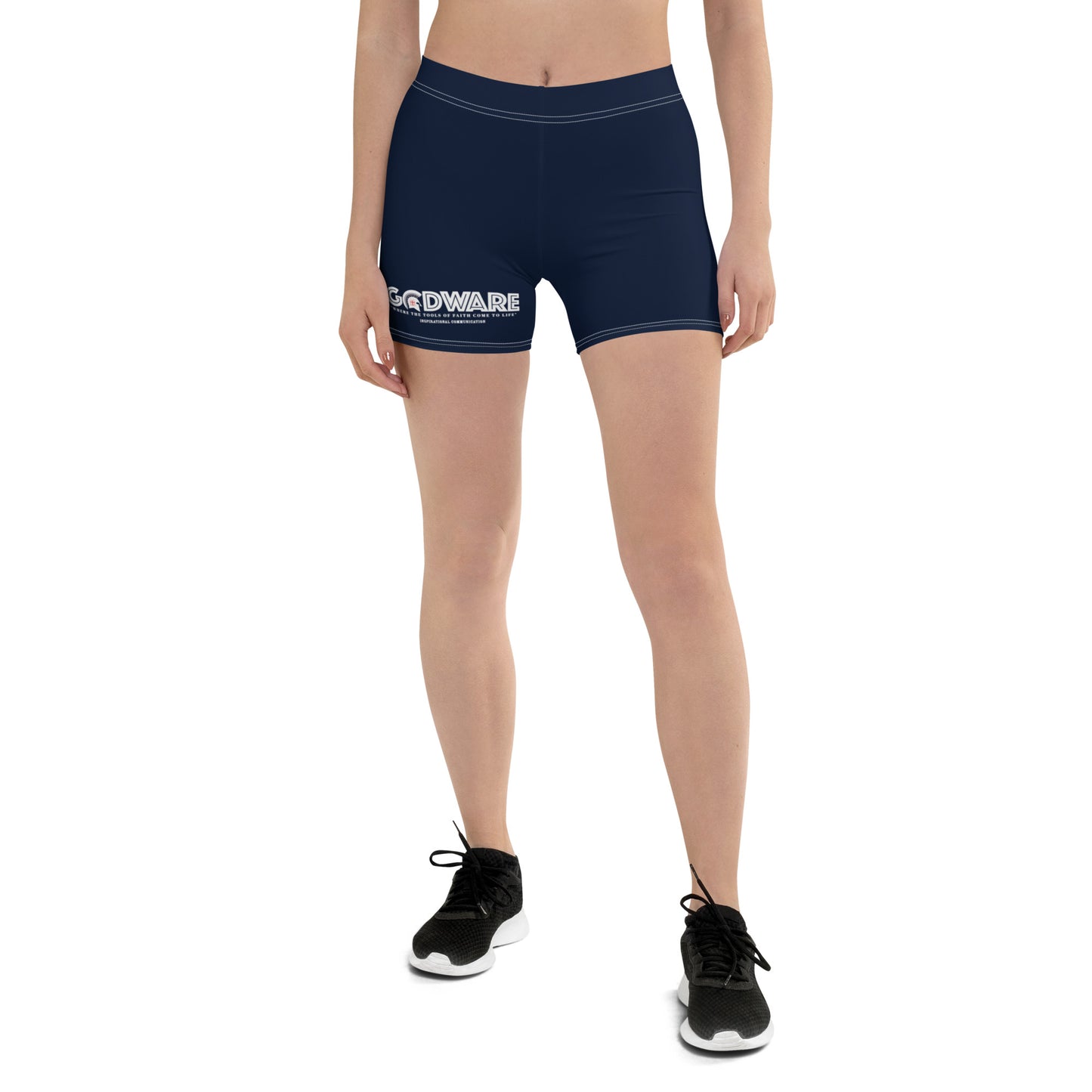 Godware Logo Stretchy Yoga Shorts - Navy