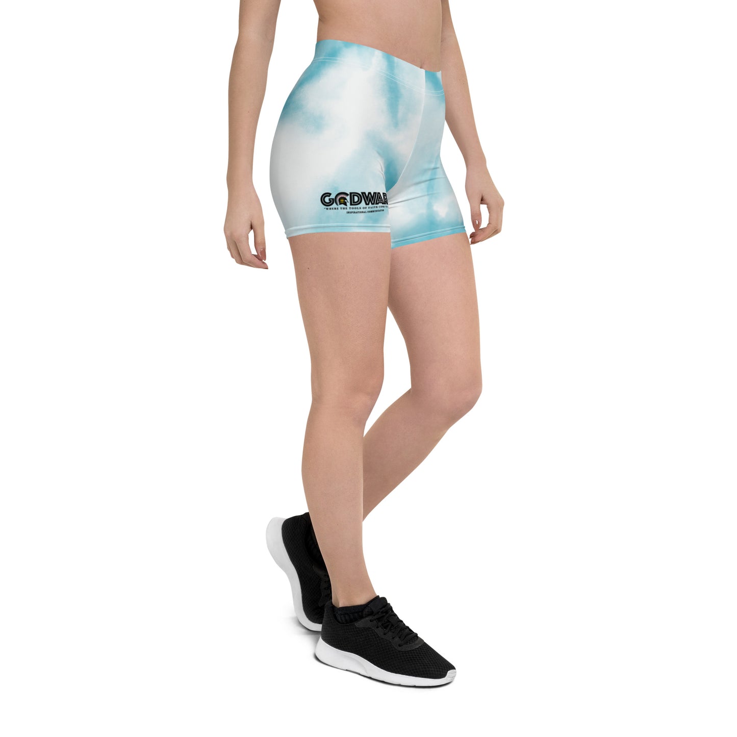 Godware Logo Stretchy Yoga Shorts - Turquoise Multi