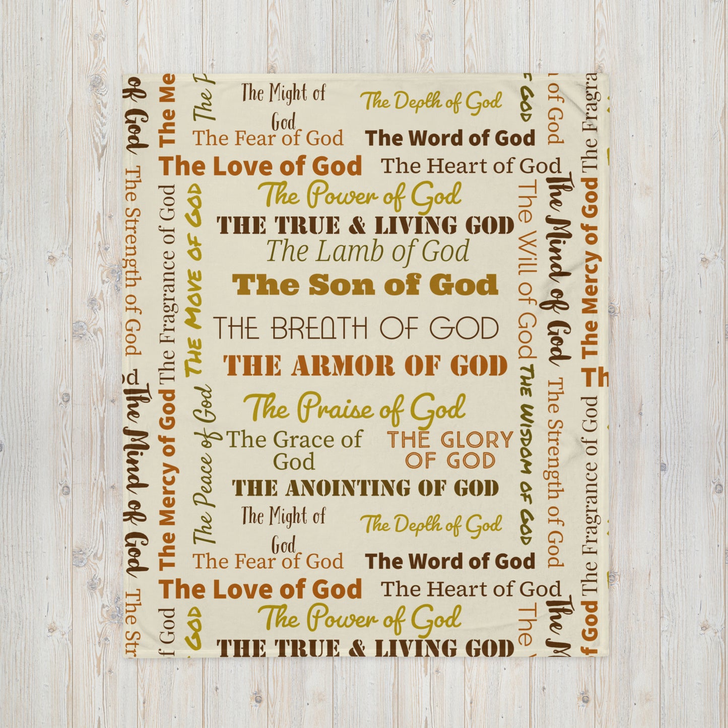 Attributes of God Inspirational Throw blanket - Earth-tone/Cream