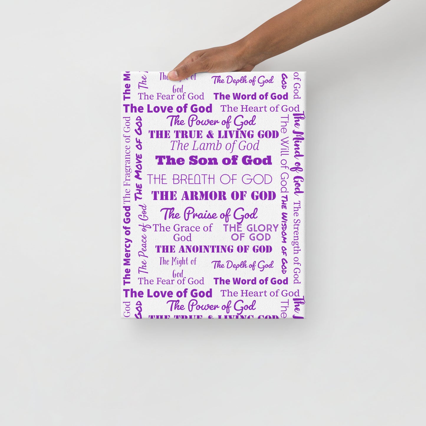 Attributes of God thin canvas wall decor - White/Purple