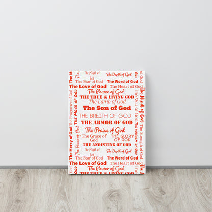 Attributes of God thin canvas wall decor - White/Red