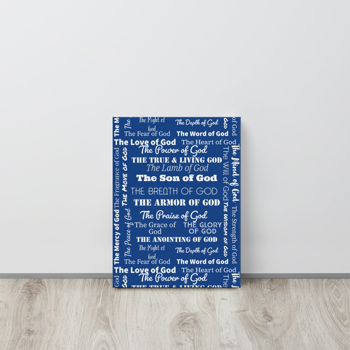 Attributes of God thin canvas wall decor  - Royal Blue