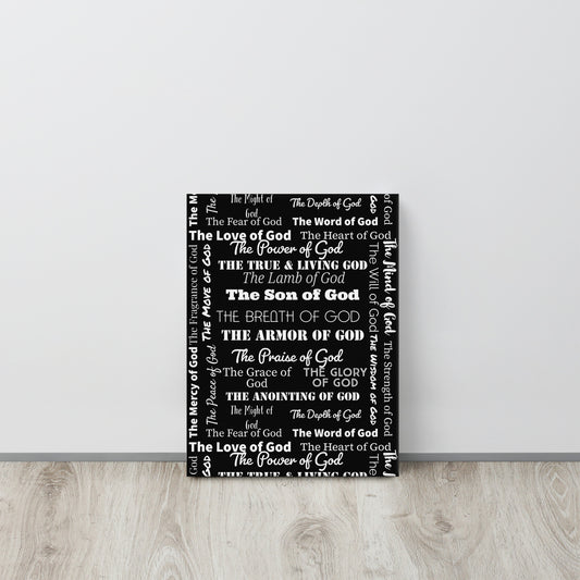 Attributes of God thin canvas wall decor  - Black/White