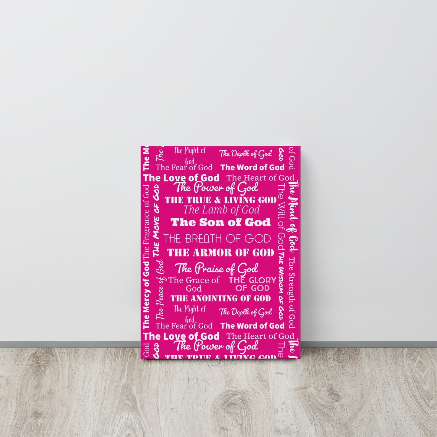 Attributes of God thin canvas wall decor  - Pink/White