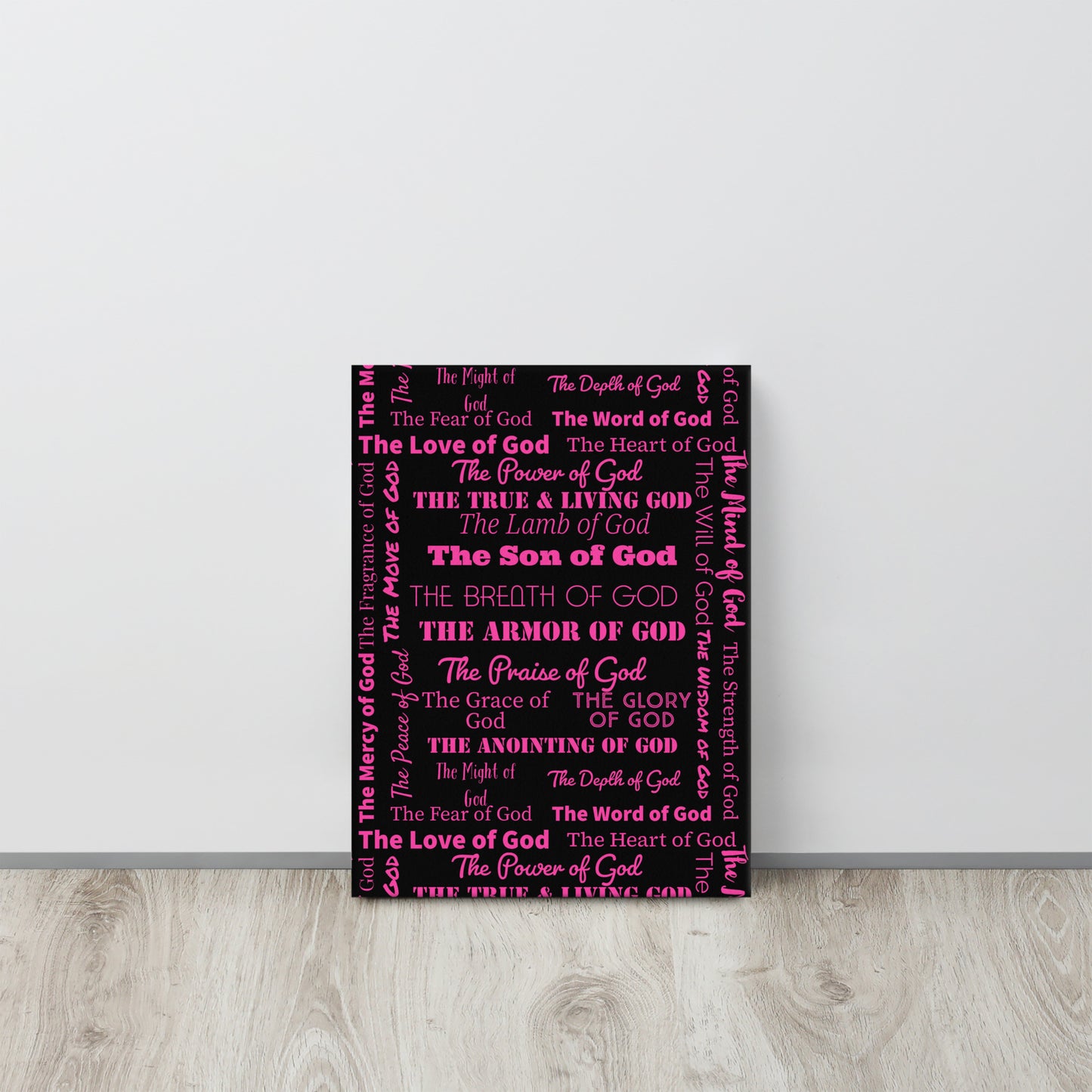 Attributes of God thin canvas wall decor  - Black/Pink