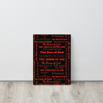 Attributes of God thin canvas wall decor - Red/Black