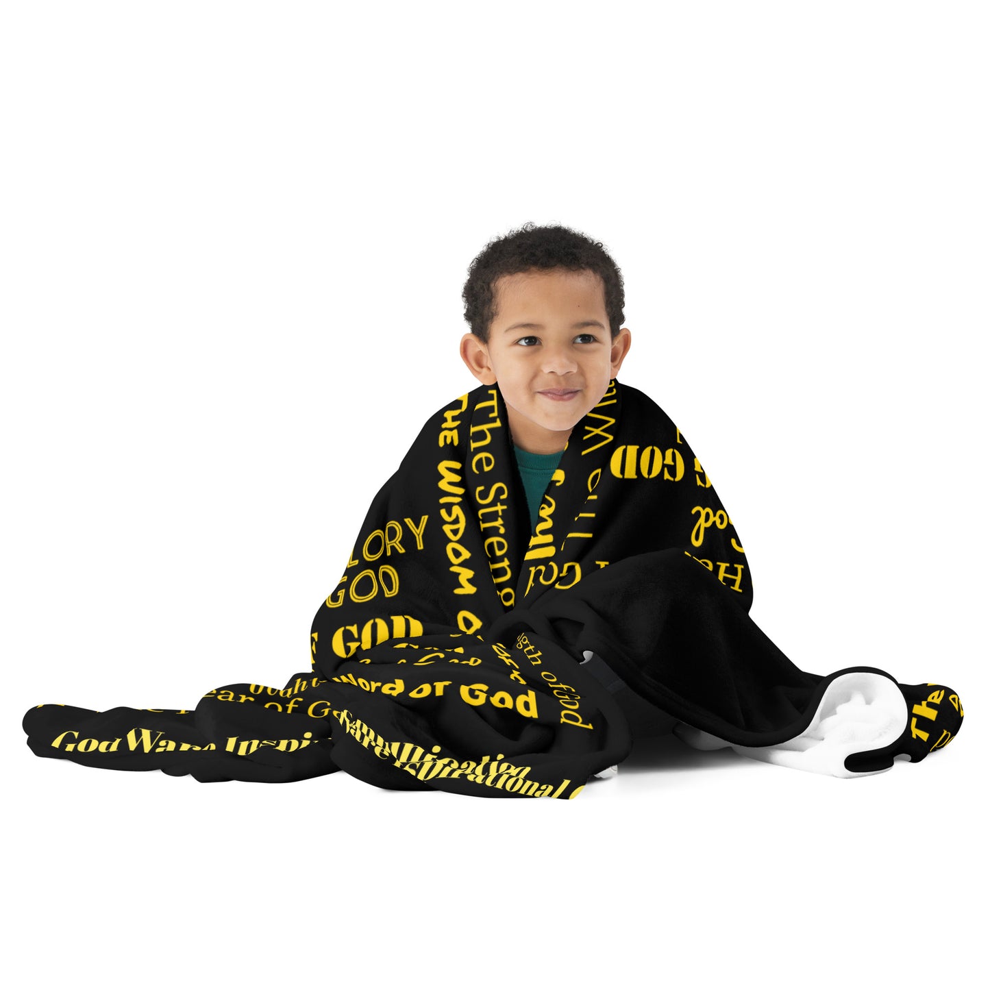 Attributes of God Velvety Soft Throw Blanket - Black/Gold