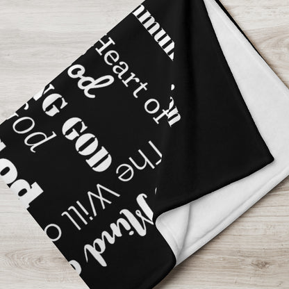 Attributes of God Inspirational Throw blanket - Black/White