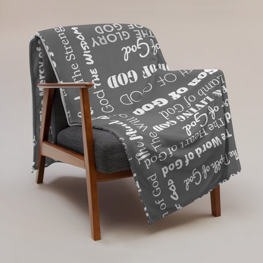 Attributes of God Velvety Soft Throw Blanket - Dark Grey