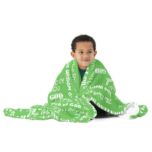 Attributes of God Velvety Soft Throw Blanket - Green/White