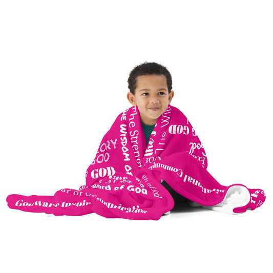 Attributes of God Throw Blanket – Pink & White | Christian Home Decor