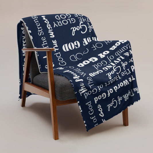 Attributes of God Velvety Soft Throw Blanket - Navy Blue