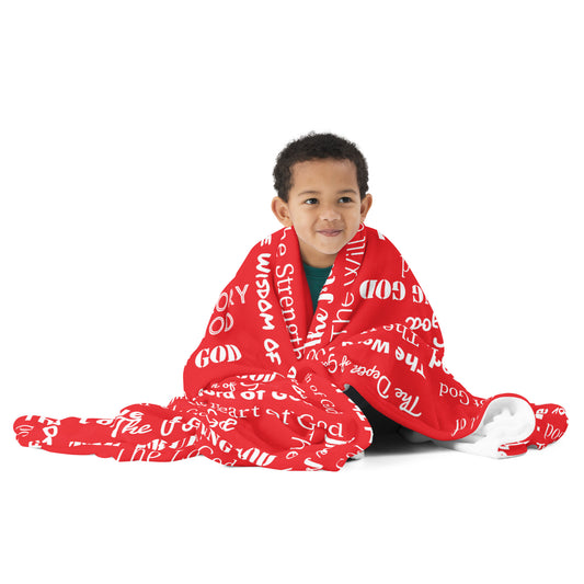 Attributes of God Velvety Soft Throw Blanket - Red/White